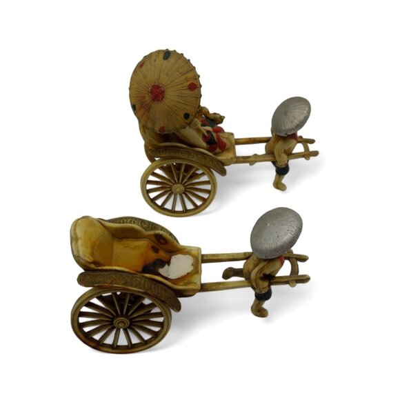 JAPANESE RICKSHAW Figurines Woman and Driver Figure Japan Vintage - As Is - Picture 6 of 10